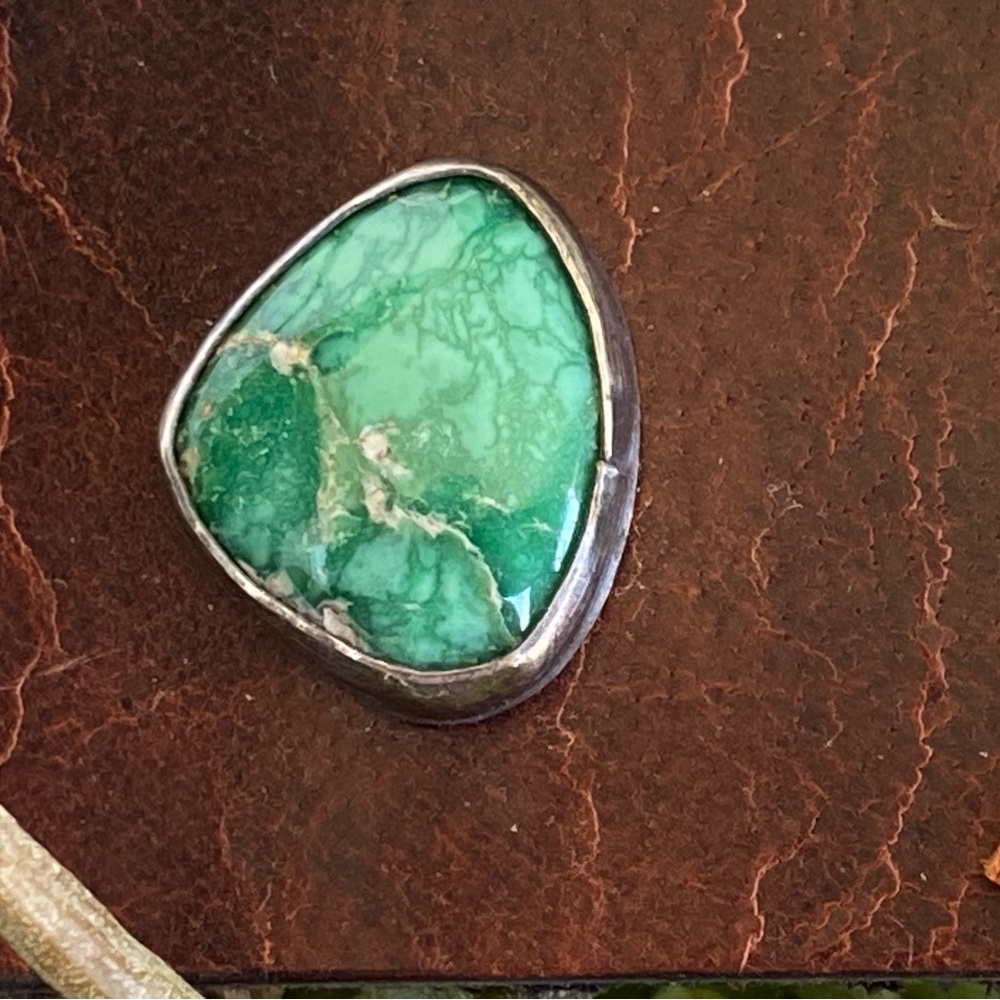 Broken Arrow Variscite Leather Cuff - Picture 9 of 12